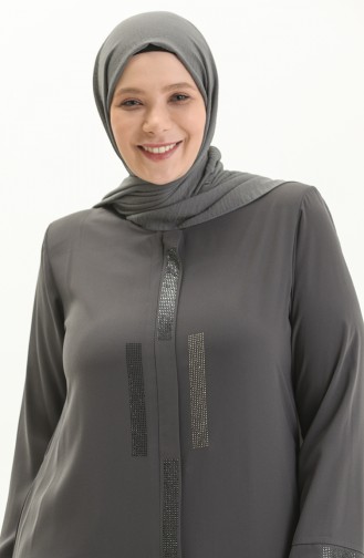 Übergrößen Stein bedruckte Abaya 5044-05 Grau 5044-05