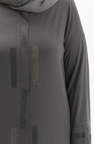 Übergrößen Stein bedruckte Abaya 5044-05 Grau 5044-05