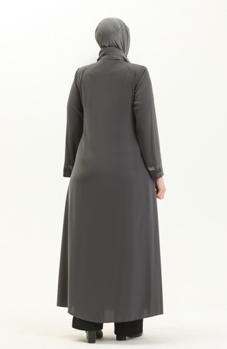 Abaya en Pierre de Grande Taille 5044-05 Gris 5044-05