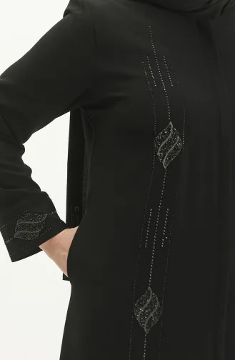 عباية بحجر مقاس كبير 5048-01 أسود 5048-01