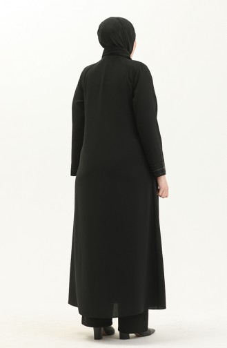 Übergrößen Stein bedruckte Abaya 5048-01 Schwarz 5048-01