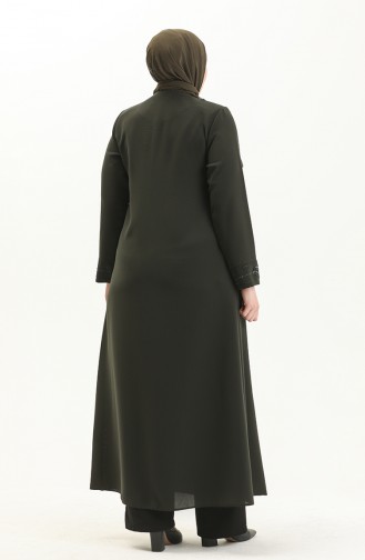 Übergrößen Stein bedruckte Abaya 5048-03 Khaki 5048-03