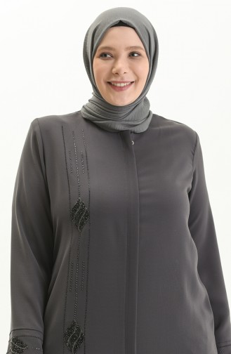 Übergrößen Stein bedruckte Abaya 5048-05 Grau 5048-05