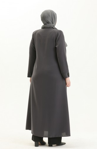 Abaya en Pierre de Grande Taille 5048-05 Gris 5048-05