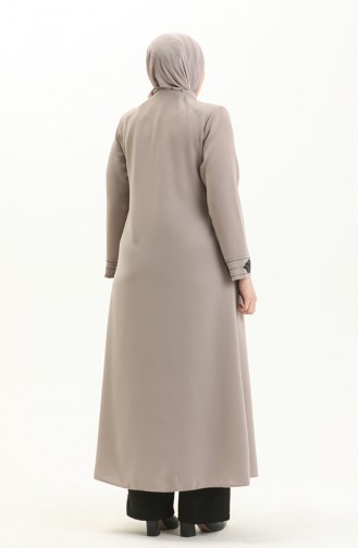 PLus Size Stone Printed Abaya 5048-06 Cream 5048-06