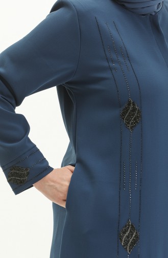 Übergrößen Stein bedruckte Abaya 5048-07 Indigo 5048-07