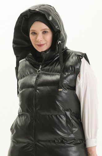 Gilet Matelassé à Capuche 9019-02 Noir 9019-02