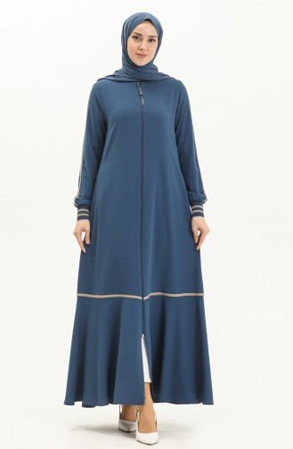 Abaya à Fermeture 5043-01 İndigo 5043-01