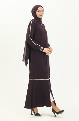 Zippered Abaya 5043-03 Plum 5043-03