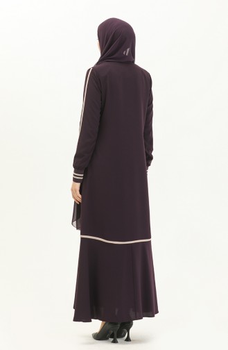 Zippered Abaya 5043-03 Plum 5043-03