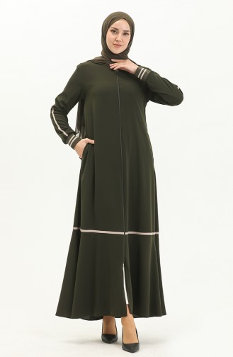 Zippered Abaya 5043-04 Khaki 5043-04