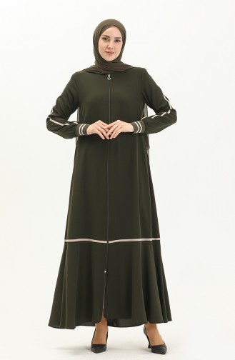 Abaya à Fermeture 5043-04 Khaki 5043-04