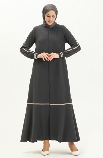 Abaya à Fermeture 5043-05 Gris 5043-05