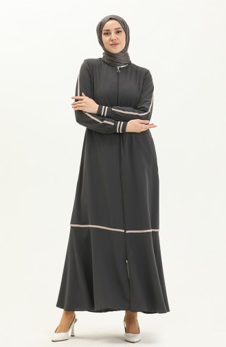 Abaya à Fermeture 5043-05 Gris 5043-05