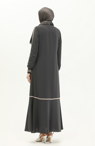 Abaya à Fermeture 5043-05 Gris 5043-05