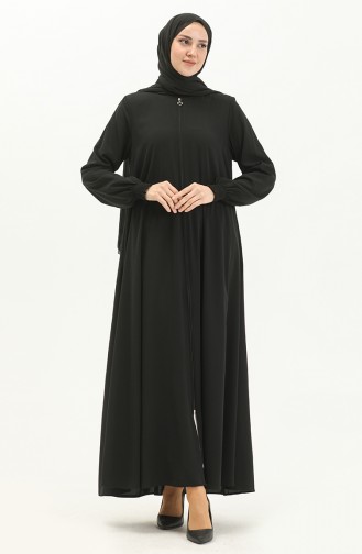 Abaya mit elastischen Ärmeln 5049-01 Schwarz 5049-01