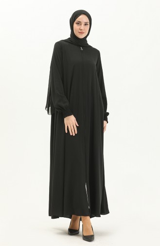 Abaya mit elastischen Ärmeln 5049-01 Schwarz 5049-01