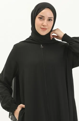 Abaya mit elastischen Ärmeln 5049-01 Schwarz 5049-01