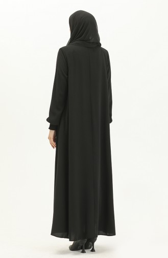 Abaya mit elastischen Ärmeln 5049-01 Schwarz 5049-01