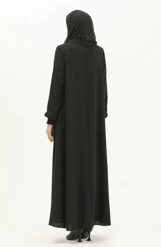 Abaya mit elastischen Ärmeln 5049-01 Schwarz 5049-01
