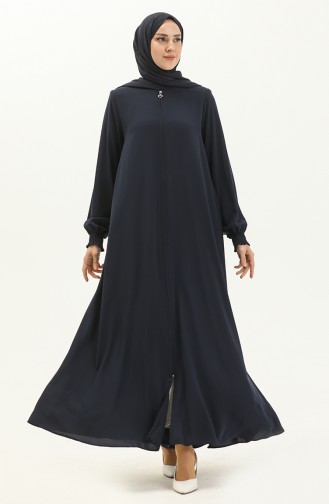 Abaya mit elastischen Ärmeln 5049-02 Marineblau 5049-02