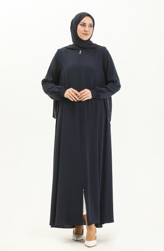 Abaya mit elastischen Ärmeln 5049-02 Marineblau 5049-02