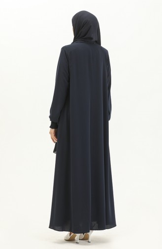 Abaya mit elastischen Ärmeln 5049-02 Marineblau 5049-02