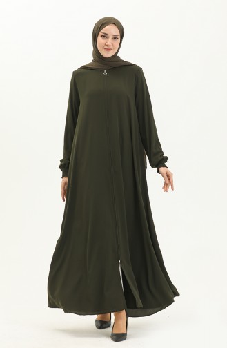 Abaya à Manches élastique 5049-03 Khaki 5049-03