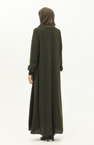 Abaya à Manches élastique 5049-03 Khaki 5049-03