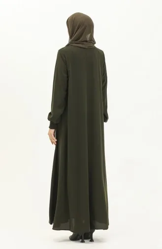 Abaya à Manches élastique 5049-03 Khaki 5049-03