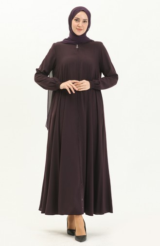 Abaya mit elastischen Ärmeln 5049-04 Lila 5049-04