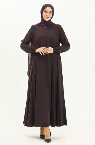 Abaya à Manches élastique 5049-04 Plum 5049-04