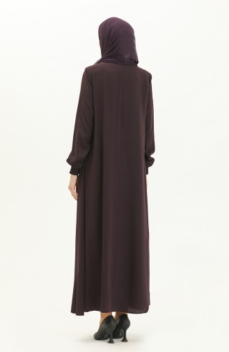 Abaya mit elastischen Ärmeln 5049-04 Lila 5049-04