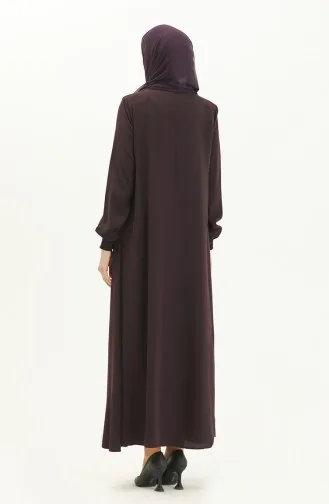 Abaya à Manches élastique 5049-04 Plum 5049-04