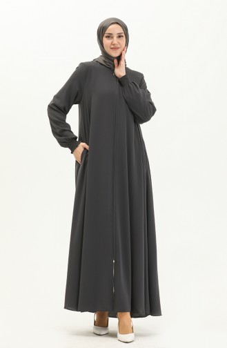 Abaya à Manches élastique 5049-05 Gris 5049-05