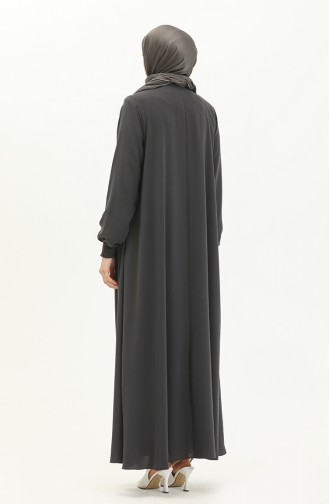 Abaya mit elastischen Ärmeln 5049-05 Grau 5049-05