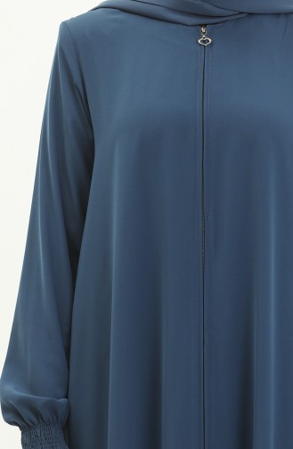 Abaya à Manches élastique 5049-06 İndigo 5049-06