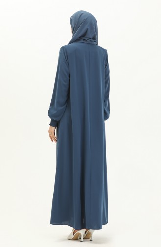 Abaya à Manches élastique 5049-06 İndigo 5049-06