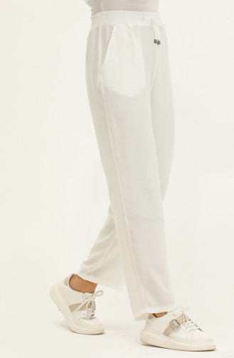 Hose mit weitem Bein und Taschen 6141A-01 Ecru 6141-14A 01