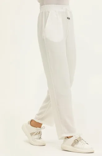 Hose mit weitem Bein und Taschen 6141A-01 Ecru 6141-14A 01