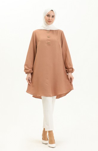 Button Detailed Elastic Sleeve Tunic 1841-03 Onion Peel 1841-03