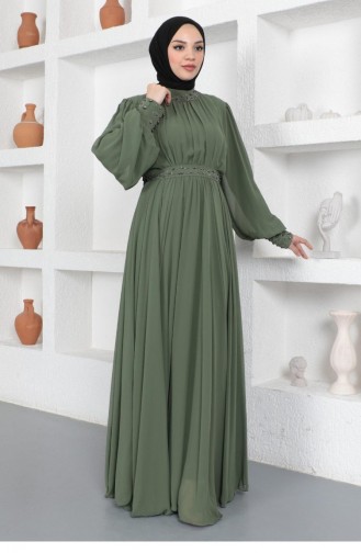 Khaki Hijab Evening Dress 14140