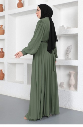 Khaki Hijab Evening Dress 14140