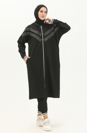 Taş Baskılı Eşofman Takım 3436-03 Siyah