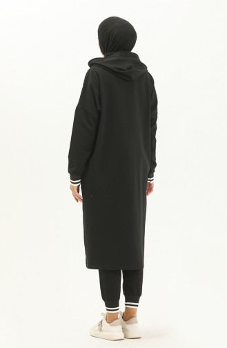 Taş Baskılı Eşofman Takım 3436-03 Siyah