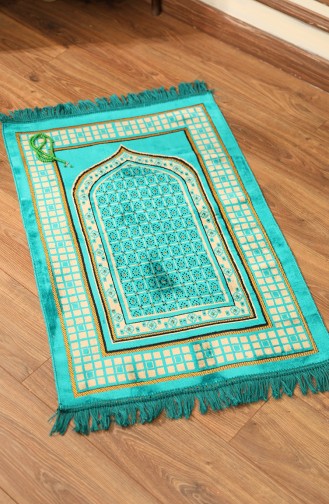 Velvet Prayer Rug with Gift Rosary 0151-01 Petrol 0151-01