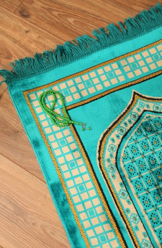 Velvet Prayer Rug with Gift Rosary 0151-01 Petrol 0151-01