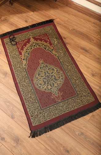 Tapis de Prière Ottoman avec Cadeau de Chapelet 0153-01 Bordeaux 0153-01