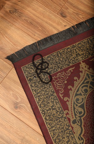 Tapis de Prière Ottoman avec Cadeau de Chapelet 0153-01 Bordeaux 0153-01