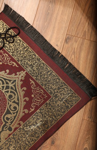 Tapis de Prière Ottoman avec Cadeau de Chapelet 0153-01 Bordeaux 0153-01